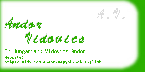 andor vidovics business card